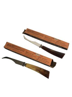 Hostess Shrimp Knife DishwasherProof Cape Handles Set of 2 Vintage